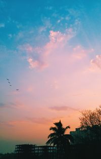 Low angle view of silhouette trees against sky during sunset