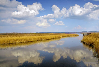 Scenic view of lake against sky