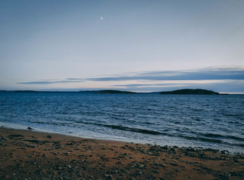 Scenic view of sea against sky at sunset