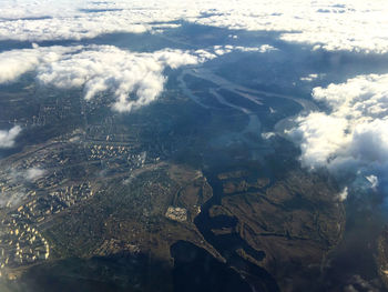 Aerial view of landscape against sky