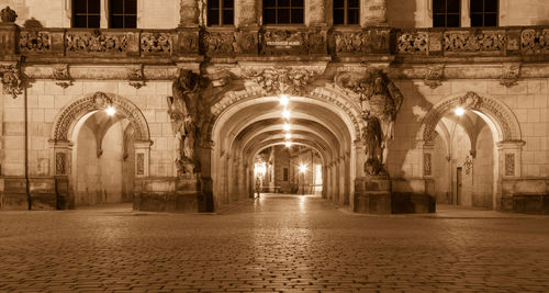 Illuminated historic building at night