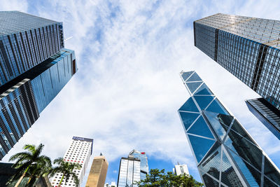 Low angle view of modern buildings against sky