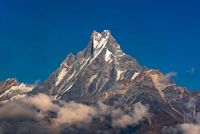 Nature view of himalayan mountain range at poon hill view point,nepal. 