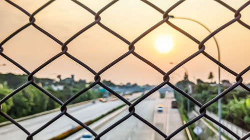 Full frame shot of chainlink fence at beach