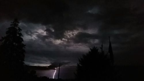 Low angle view of storm clouds at night