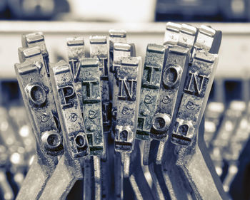 Close-up of toy machine on table