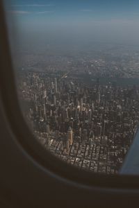 Aerial view of cityscape seen from airplane