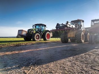 View of tractor against clear sky