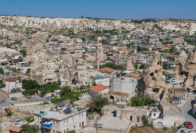 High angle view of townscape against sky