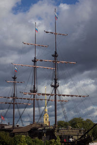 Low angle view of sailboat against sky