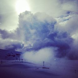 Scenic view of landscape against cloudy sky