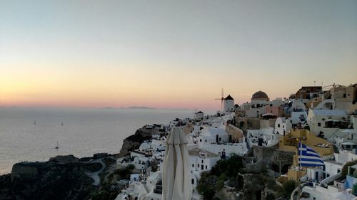 View of built structure at sunset