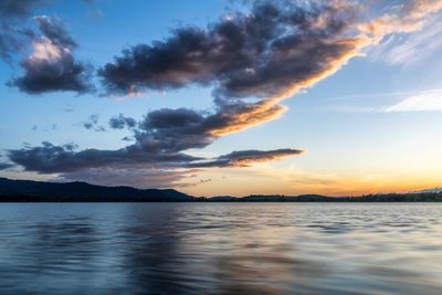 Scenic view of sea against sky during sunset