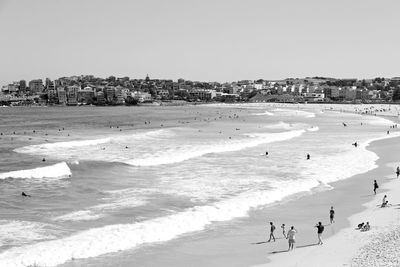 High angle view of people on beach