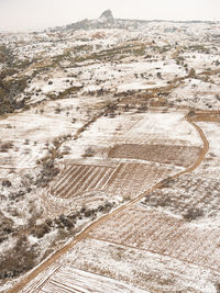 High angle view of a field