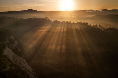Scenic view of landscape against sky during sunset