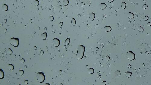 Full frame shot of raindrops on window