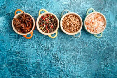 High angle view of food on table