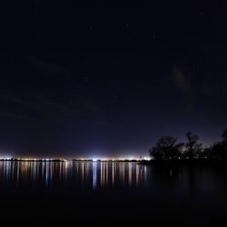 Scenic view of calm lake at night