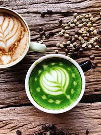 High angle view of coffee on table