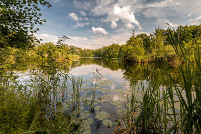 Scenic view of lake against sky