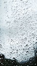 Full frame shot of raindrops on glass window