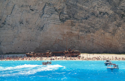 Tourists at navagio bay