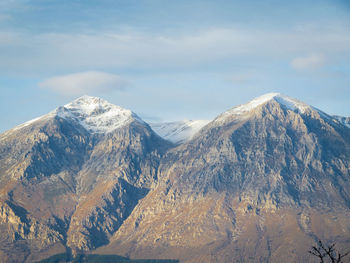 Monte velino, abruzzo italy.  apennines.  mountain range with snowy peaks and blue sky.