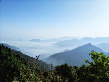 Scenic view of mountains against clear sky