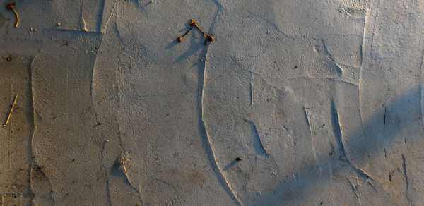 Shadow of person on rock against wall