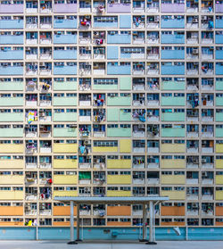 Multi colored residential building in city