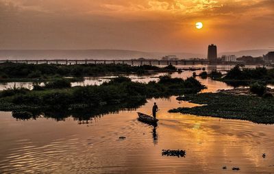 Scenic view of sunset over sea