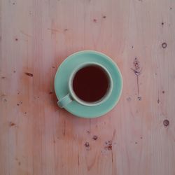 High angle view of coffee on table