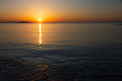 Scenic view of sea against sky during sunset