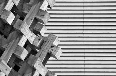 Close-up of wooden structure against wall