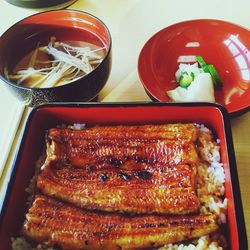 Close-up of food in bowl on table