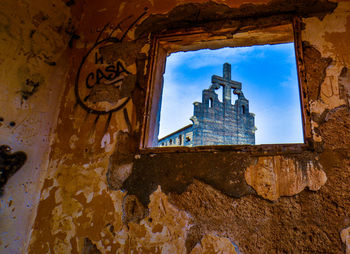 Low angle view of old ruin building