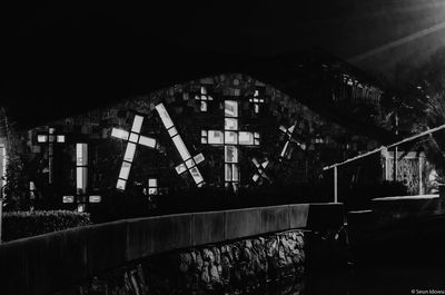 Information sign in illuminated building