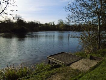 Scenic view of lake against sky