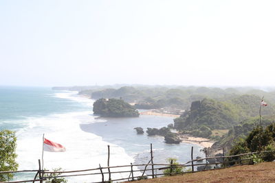 Scenic view of sea against clear sky