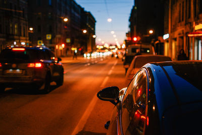 Traffic on city street at night