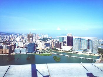 Cityscape against blue sky