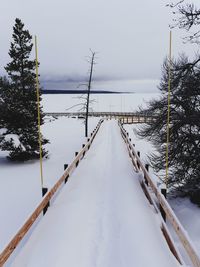 Snow covered landscape against sky