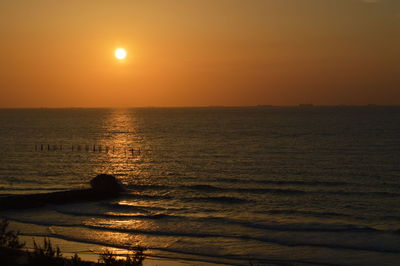 Scenic view of sea at sunset