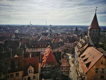High angle view of city