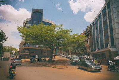 Cars on street in city