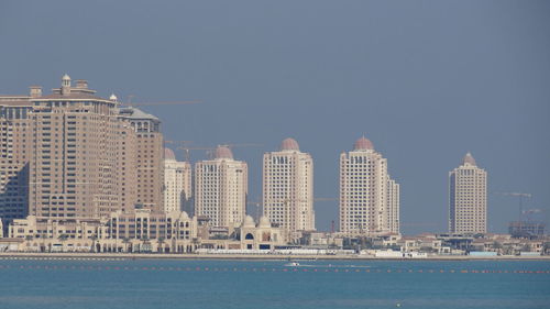 View of cityscape at dusk