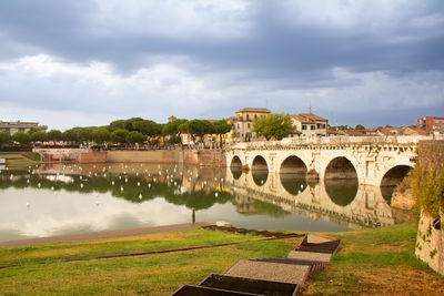 Bridge over river against sky