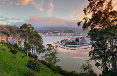 Panoramic view of ribadesella and its estuary in asturias, spain.