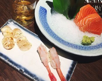 High angle view of food on table